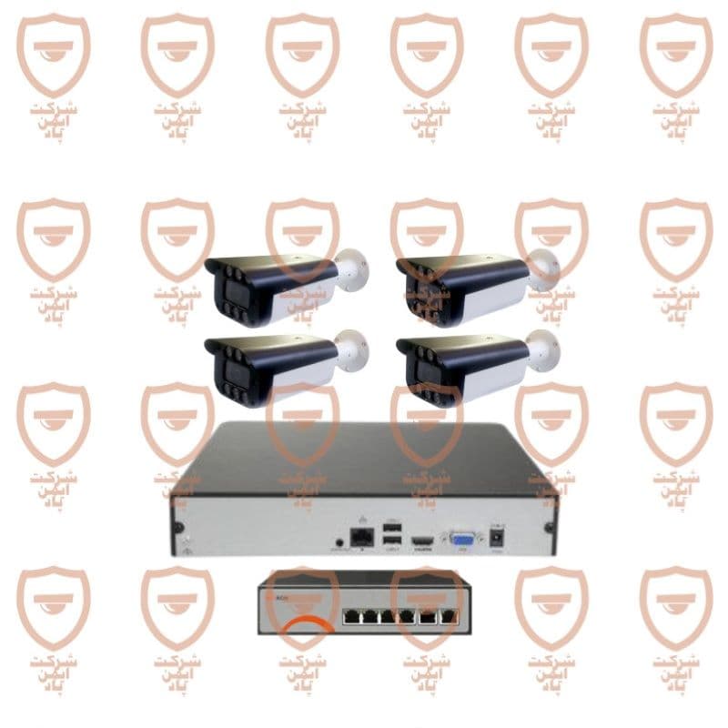 پکیج 4 عددی دوربین مداربسته 8 مگاپیکسل تحت شبکه 4K – IP- POE دید شب رنگی دارای میکروفون داخلی پیشرفته پلاک خوان تشخیص چهره سری IPB-8172WLA-POE-imenpad8172wla