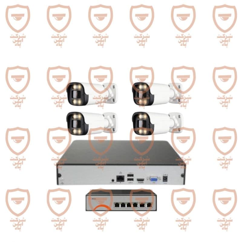 پکیج 4 عددی دوربین مداربسته 5 مگاپیکسل تحت شبکه 4K – IP- POE دید شب رنگی دارای میکروفون داخلی پیشرفته پلاک خوان تشخیص چهره سری IPB-5062WLA-POE-imenpad5062wla
