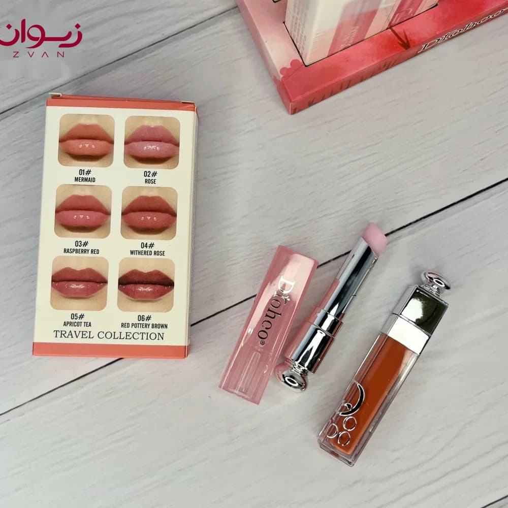 پک دوتایی لیپ گلاس و بالم لب طرح دیور Drohoo — تصویر ۸