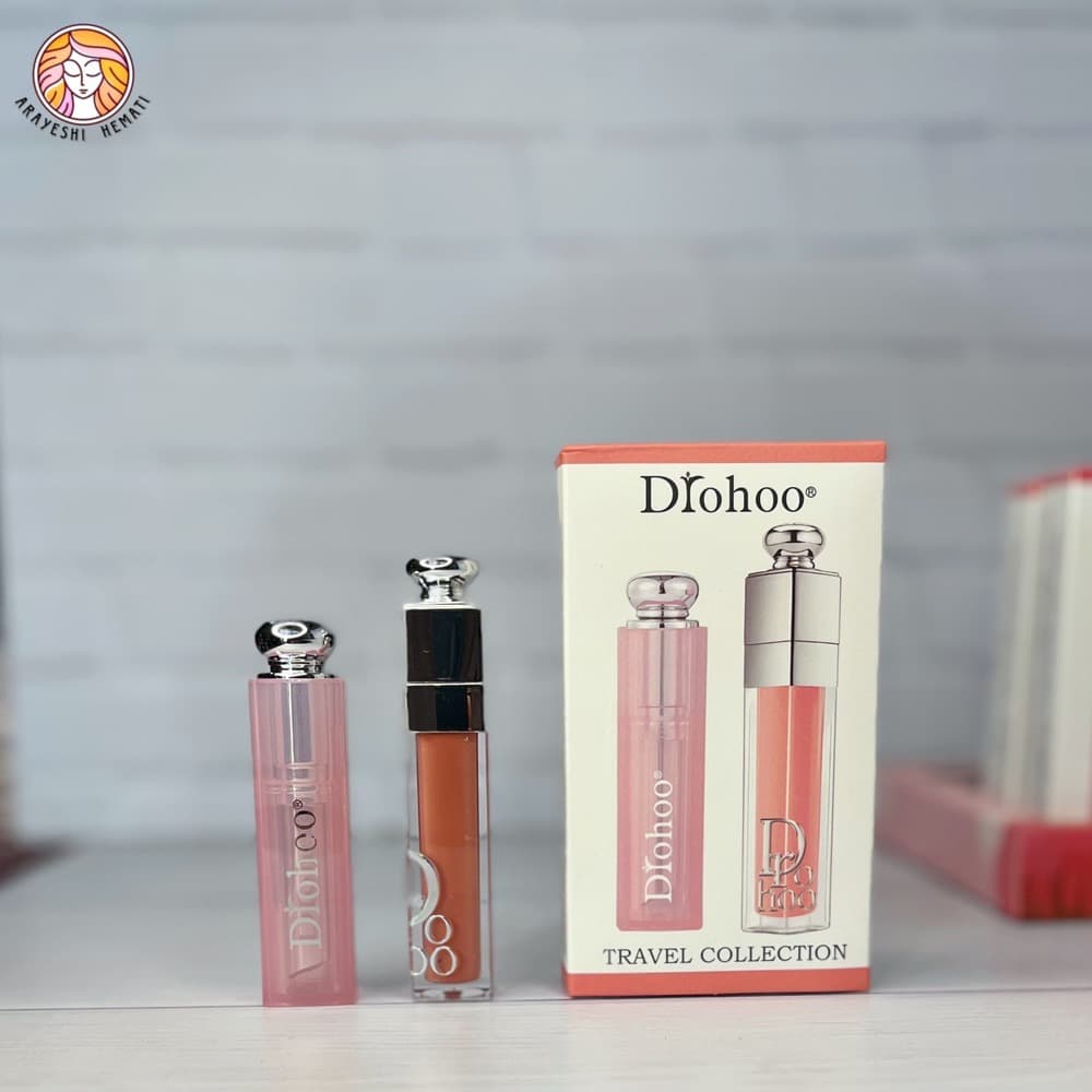 پک دوتایی لیپ گلاس و بالم لب طرح دیور Drohoo — تصویر ۲