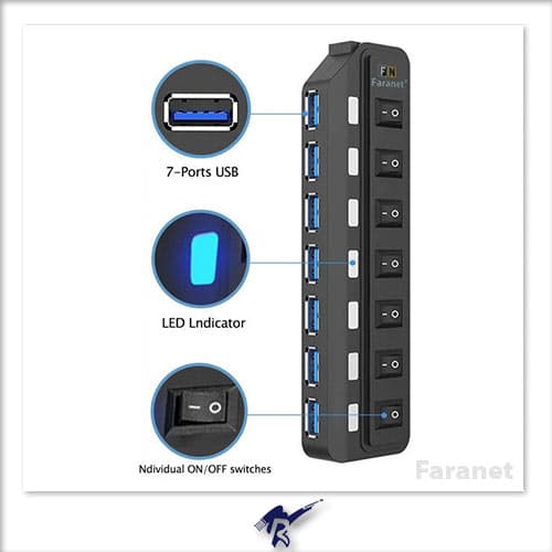 هاب 7 پورت USB 3.0 فرانت مدل FN-U3H701S — تصویر ۵