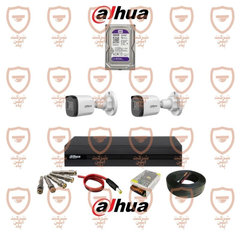 پکیج کامل 2 عددی دوربین مداربسته داهوا سری HAC-b1a21p-u