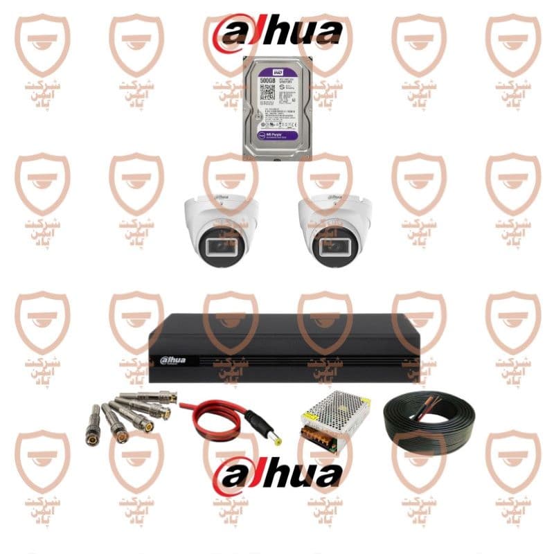 پکیج کامل 2 عددی دوربین مداربسته داهوا بدنه فلزی و دارای میکروفون داخلی سری HAC-t2a21p-u-a