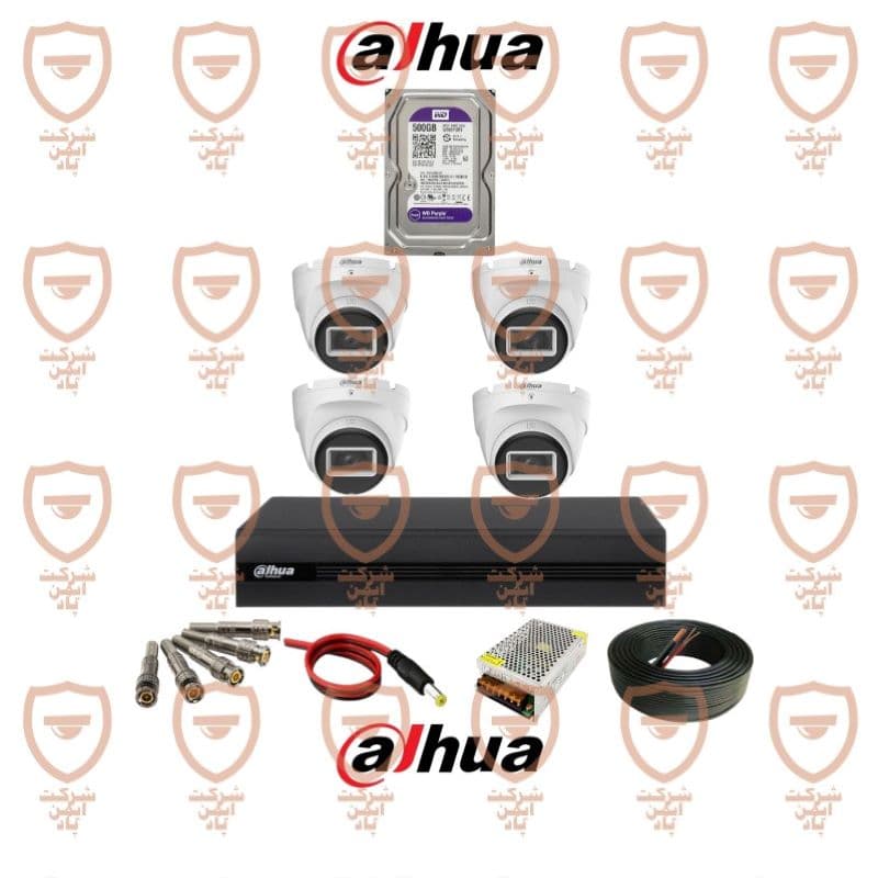 پکیج کامل 4 عددی دوربین مداربسته داهوا بدنه فلزی سری HAC-t2a21p-u