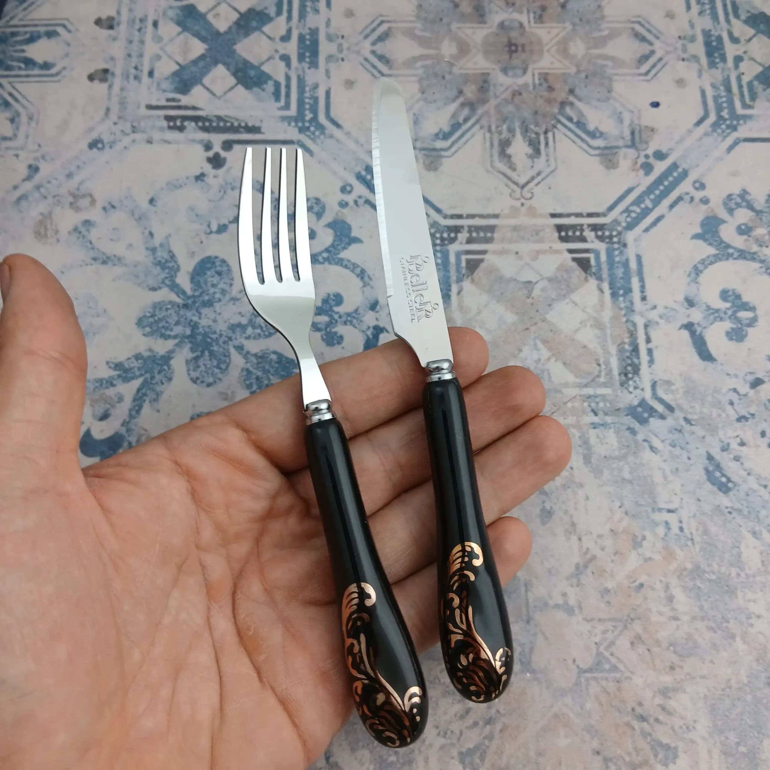 کارد و چنگال میوه بلر مدل سرامیکی – رنگ مشکی — تصویر ۴