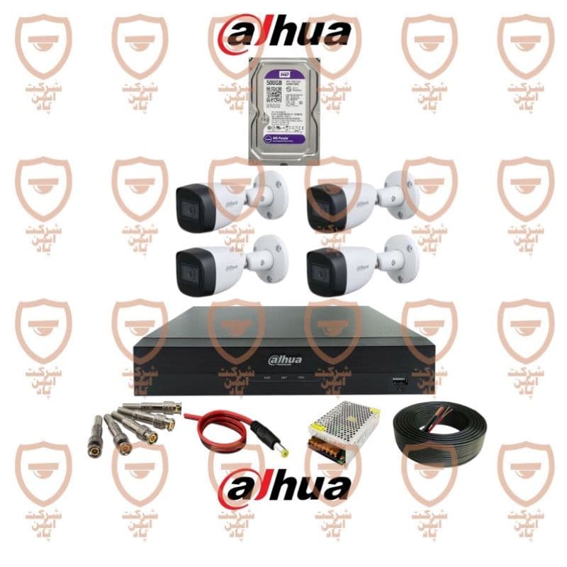 پکیج کامل 4 عددی دوربین مداربسته داهوا 5 مگاپیکسل بدنه فلزی سری HFW1500cmp