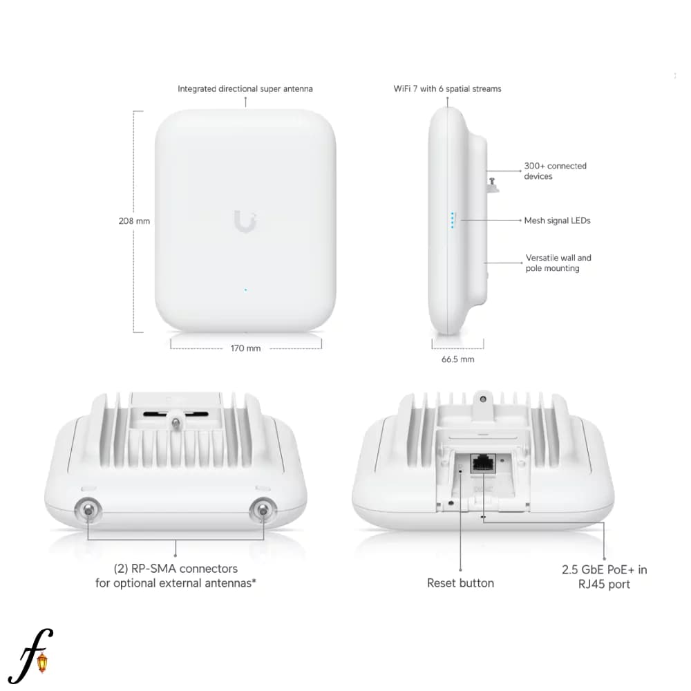 اکسس پوینت یوبیکیوتی مدل U7 Pro Outdoor پشتیبانی از Wi-Fi 7 — تصویر ۴