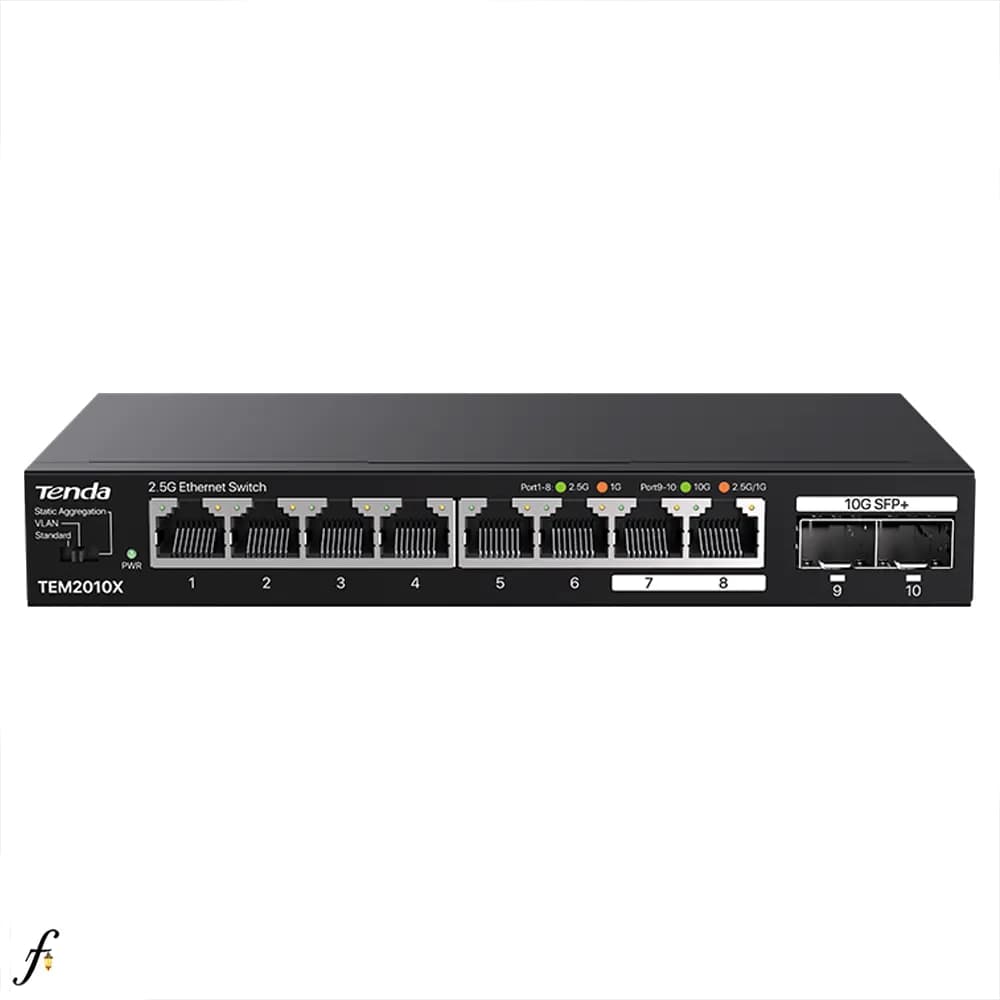 سوئیچ 8 پورت تندا مدل TEM2010X با 2 اسلات 10G SFP+