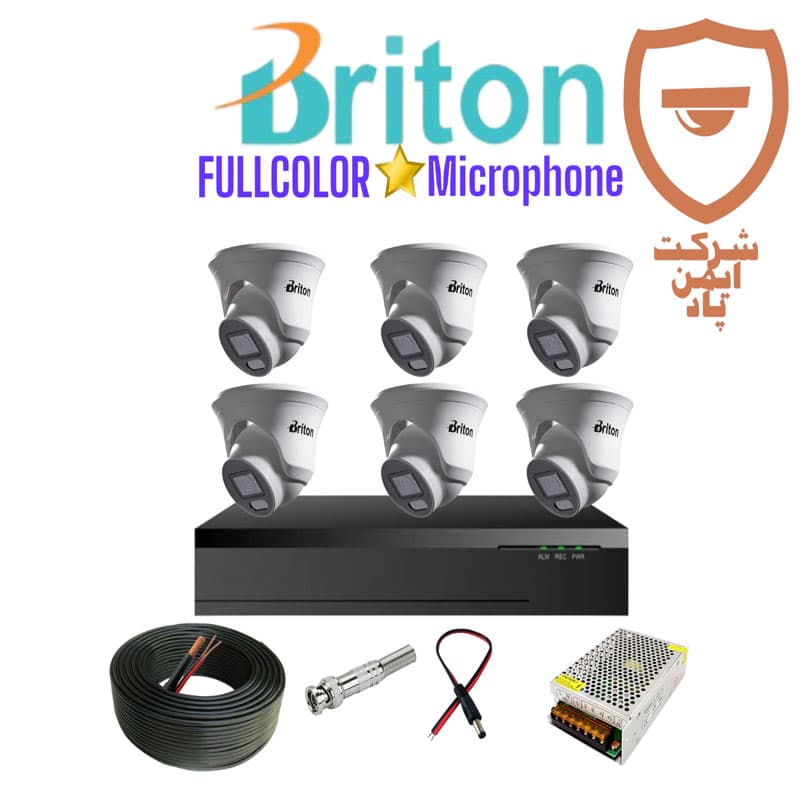 پکیج 6 عددی دوربین مداربسته برایتون فول کالر مدل UVC232T9AR2-MC