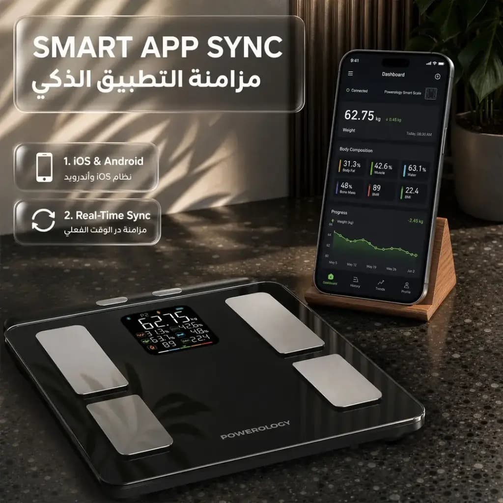 ترازو هوشمند Powerology Advanced Precision Smart Scale Black — تصویر ۷