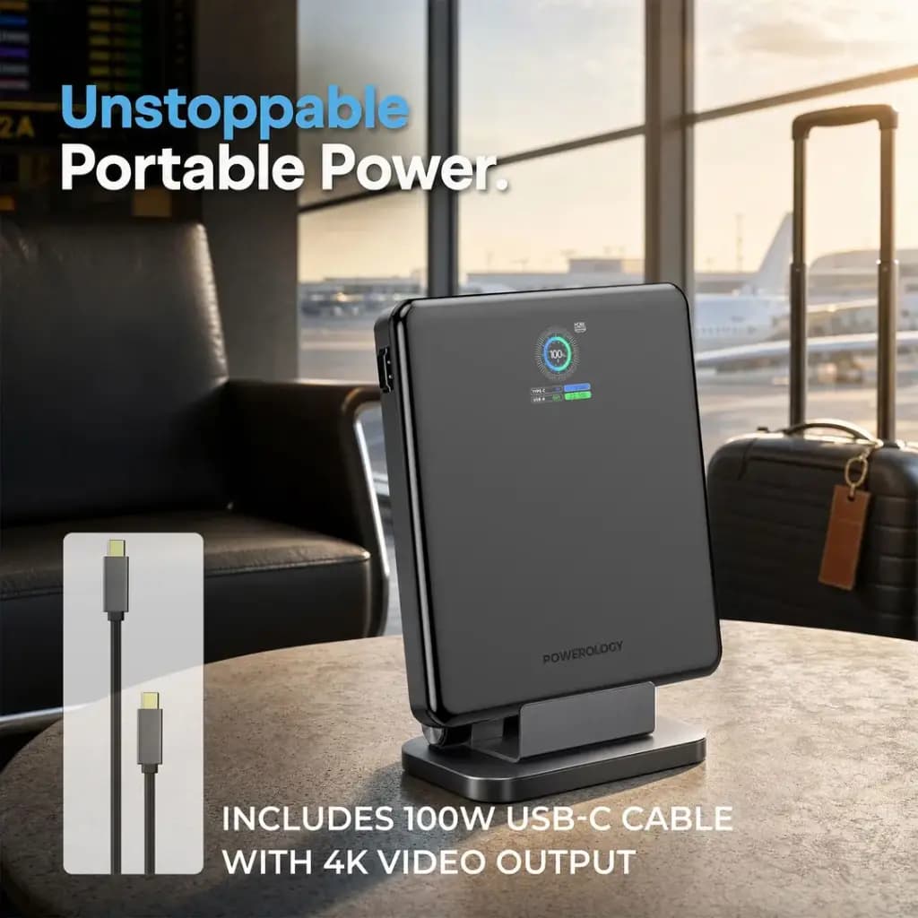 پاوربانک پاورولوژی ولت‌استریم ۲۰۰۰۰ میلی‌آمپر مشکی | Powerology VoltStream 20000mAh
