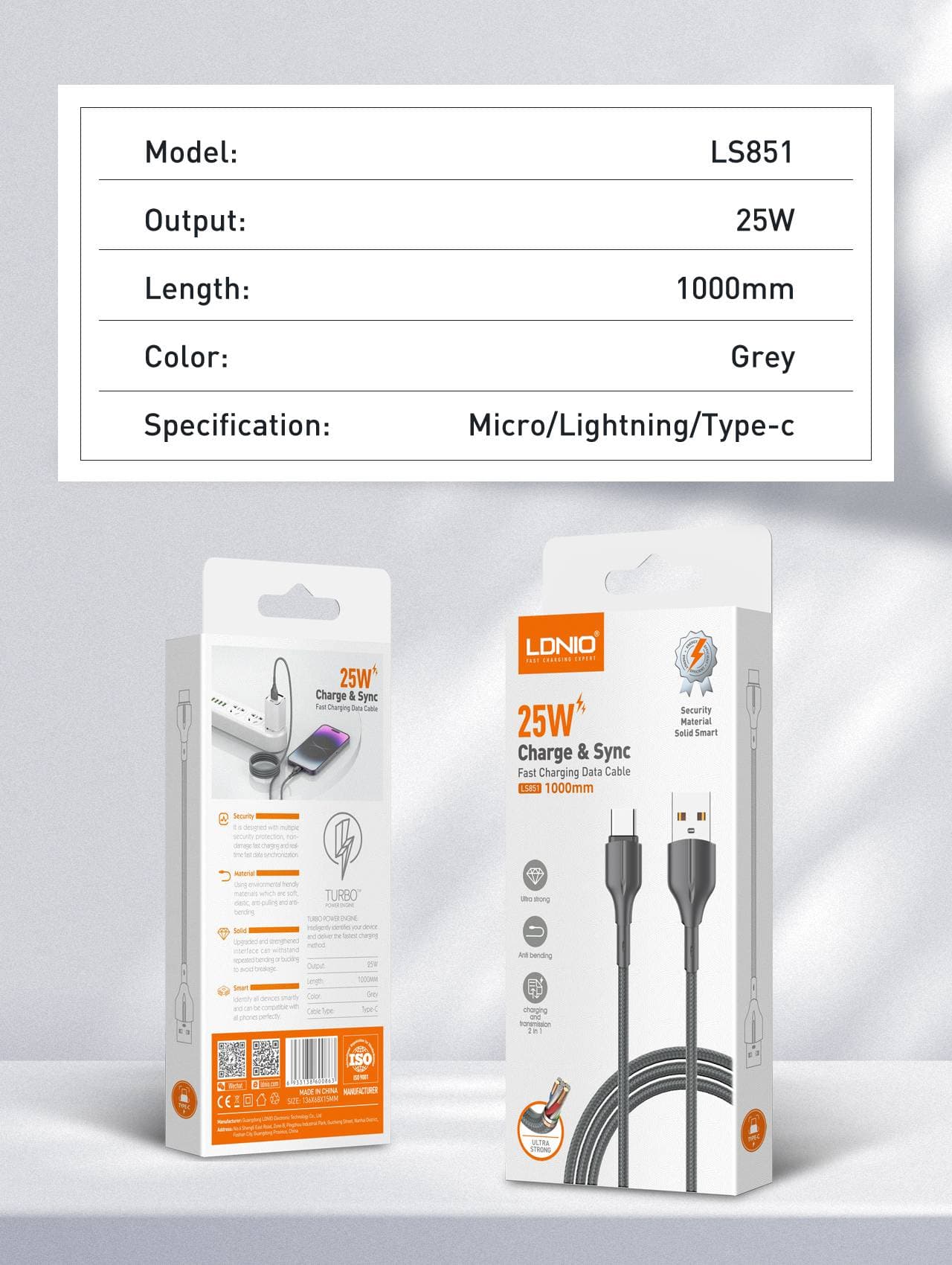 مدل LS892 تبدیل USB به LIGHTNING کابل شارژالدینیو