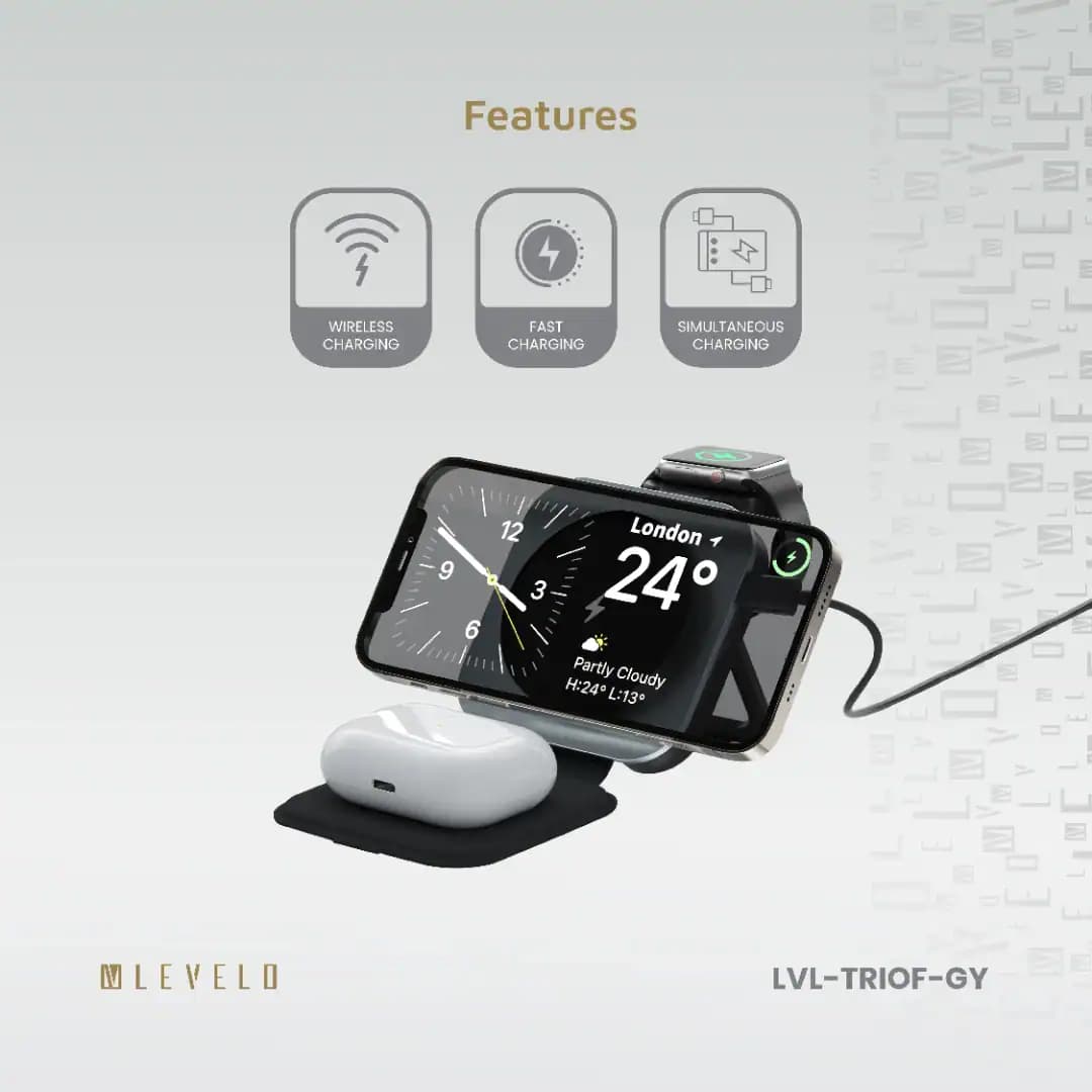 شارژر بیسیم 3 کاره لولو Levelo TrioFlow 3 In 1 Wireless Charger — تصویر ۴