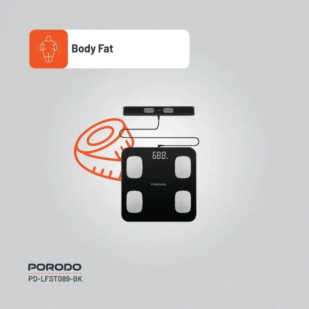ترازوی هوشمند Porodo Lifestyle Precise Analysis-Black — تصویر ۶