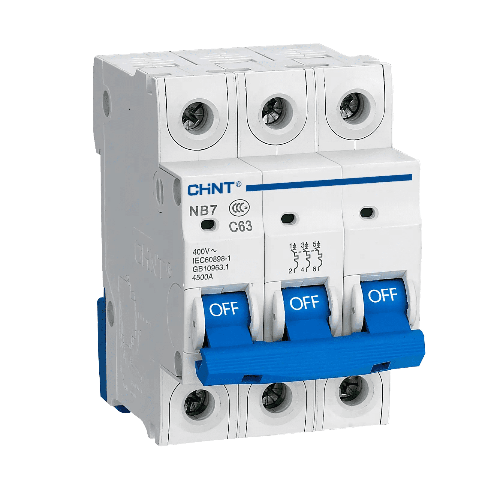 کلید مینیاتوری سه فاز 50آمپر NB7-3P C50 تیپ C