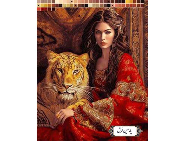 نخ و نقشه تابلو فرش طرح دختر و ببر – کد NC6440