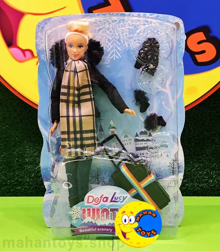عروسک باربی زمستانی Defa Lucy با چمدان