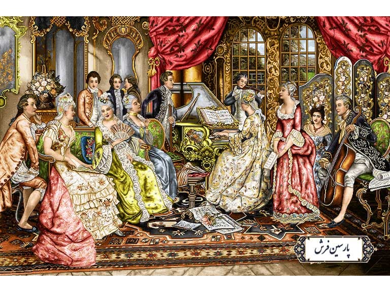 نخ و نقشه تابلو فرش طرح پیانو زن – کد NF2354