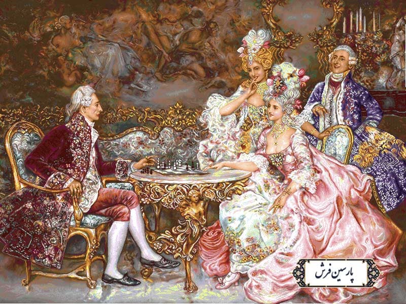 نخ و نقشه تابلو فرش طرح شطرنج باز – کد NF2349