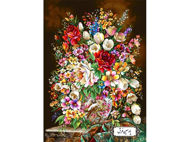 نخ و نقشه تابلو فرش طرح گلدان و پرنده – کد NG1656