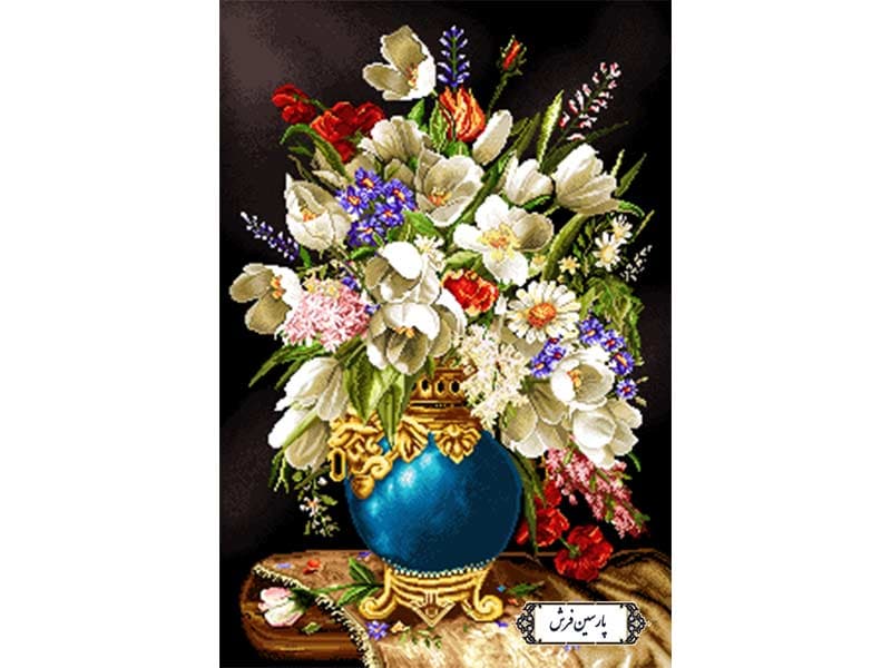 نخ و نقشه تابلو فرش طرح گلدان مجلسی – کد NG1655