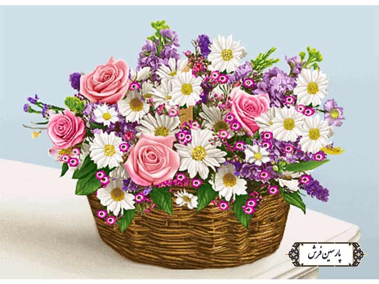 نخ و نقشه تابلو فرش سبد گل زیبا – کد NG1640