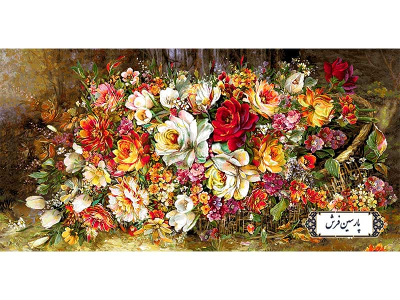 نخ و نقشه تابلو فرش طرح سبد گل ریخته – کد NG1638