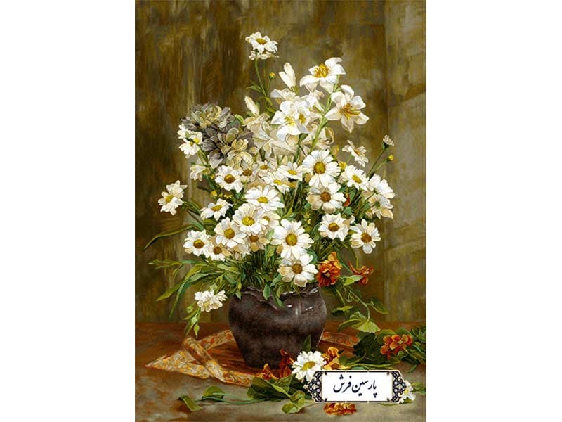 نخ و نقشه تابلو فرش طرح گلدان بابونه – کد NG1624