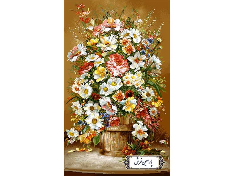نخ و نقشه تابلو فرش طرح گلدان چوبی – کد NG1622