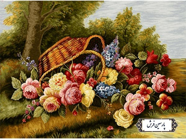 نخ و نقشه تابلو فرش سبد گل ریخته – کد NG1602