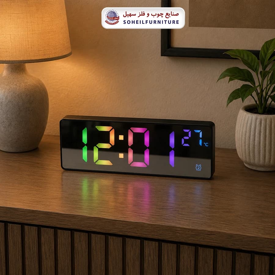 ساعت رومیزی دیجیتال کد 228 سهیل (ساعت دارای زنگ-دماسنج-تقویم)