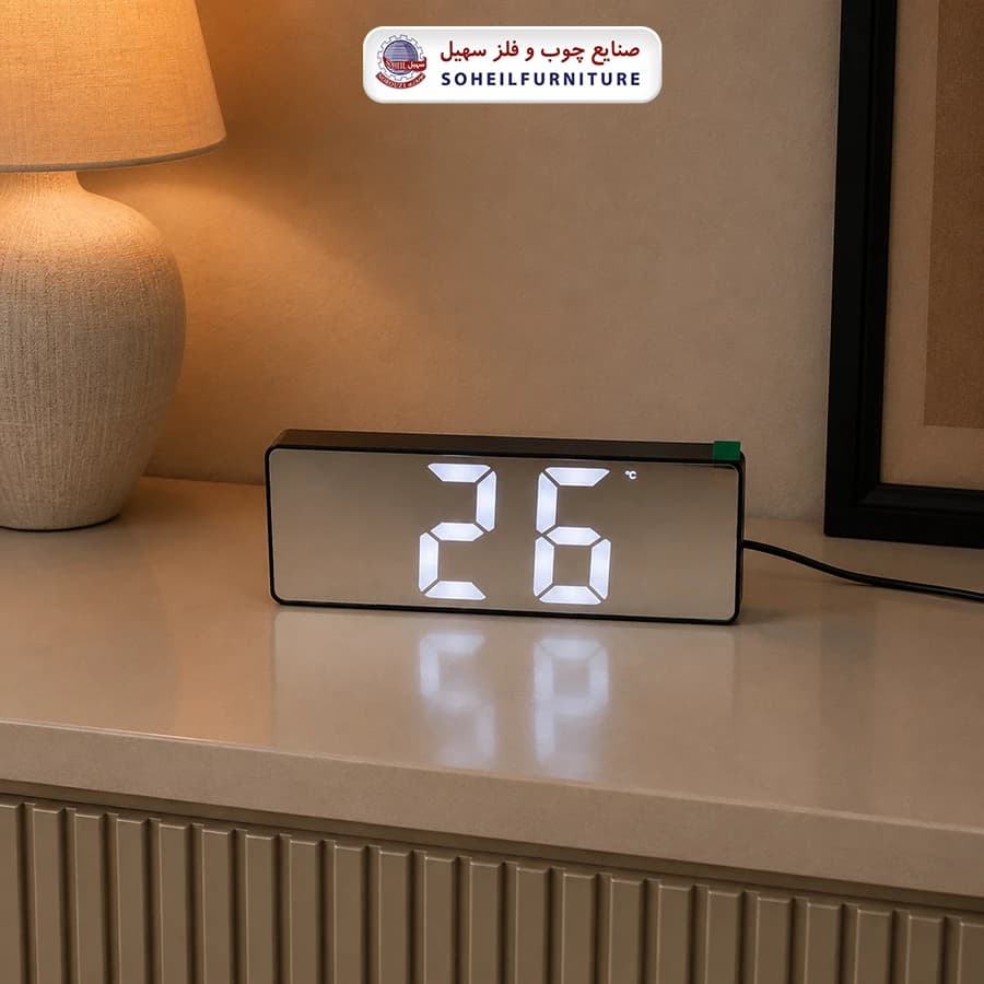 ساعت رومیزی دیجیتال کد 228 سهیل (ساعت دارای زنگ-دماسنج-تقویم) — تصویر ۴