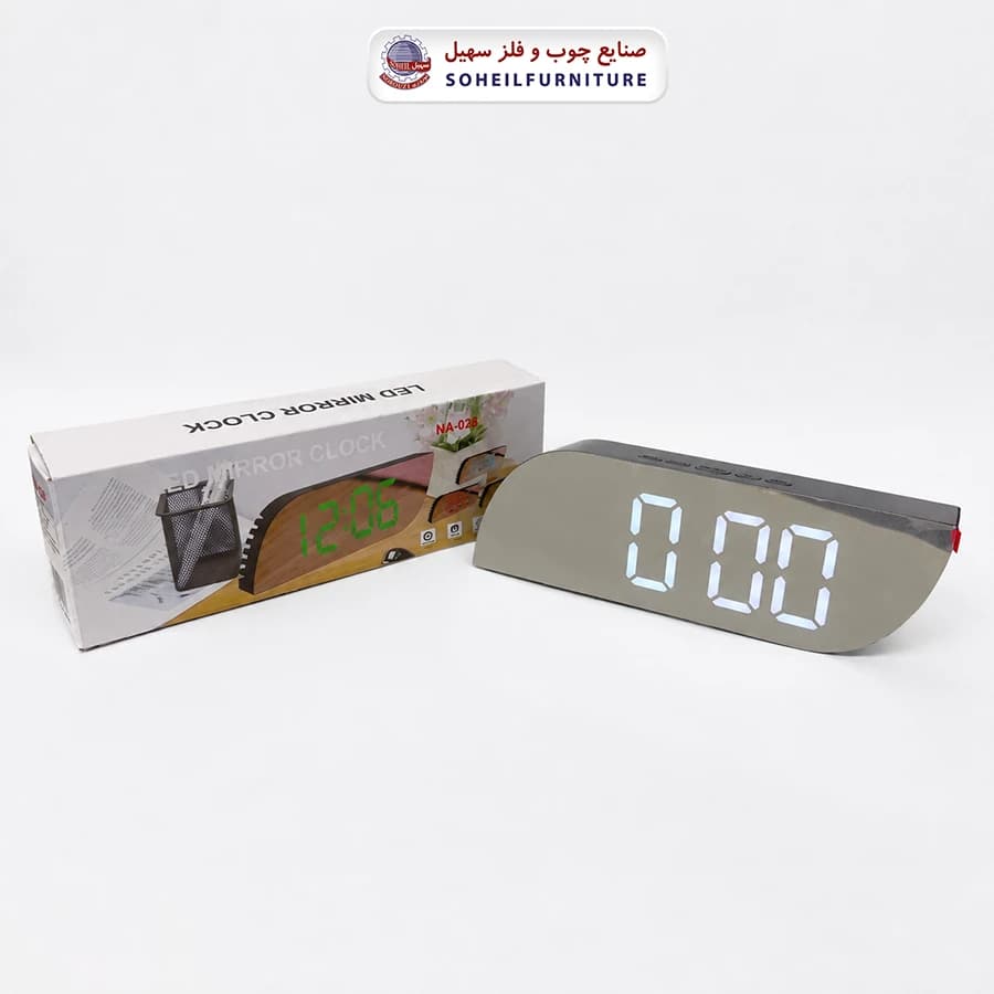 ساعت رومیزی دیجیتال کد 028 سهیل (ساعت دارای زنگ-دماسنج-تقویم) — تصویر ۳