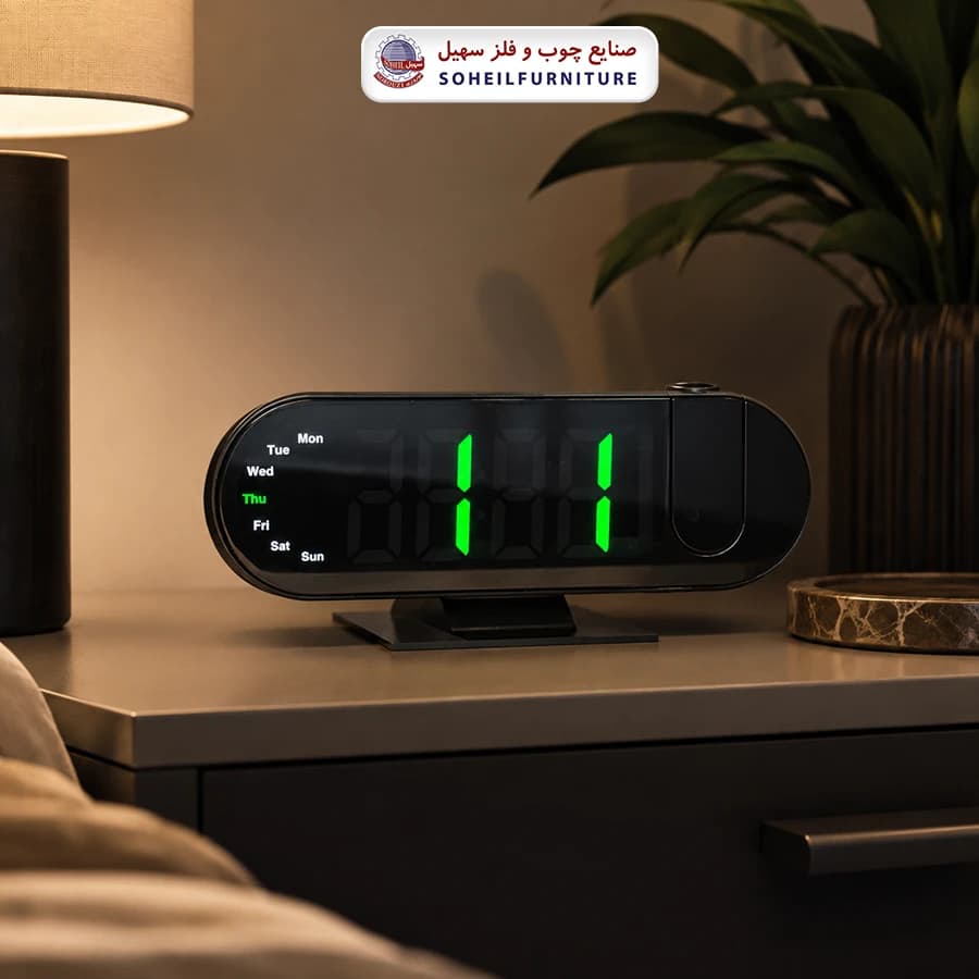 ساعت رومیزی دیجیتال کد 3827 سهیل (ساعت دارای زنگ-دماسنج-تقویم) — تصویر ۴