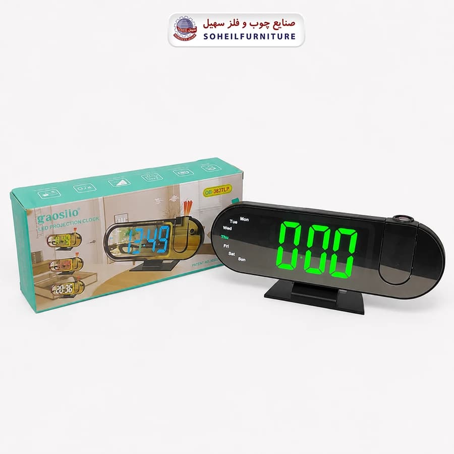 ساعت رومیزی دیجیتال لیزردار کد 3827 سهیل (ساعت دارای زنگ-دماسنج-تقویم) — تصویر ۵