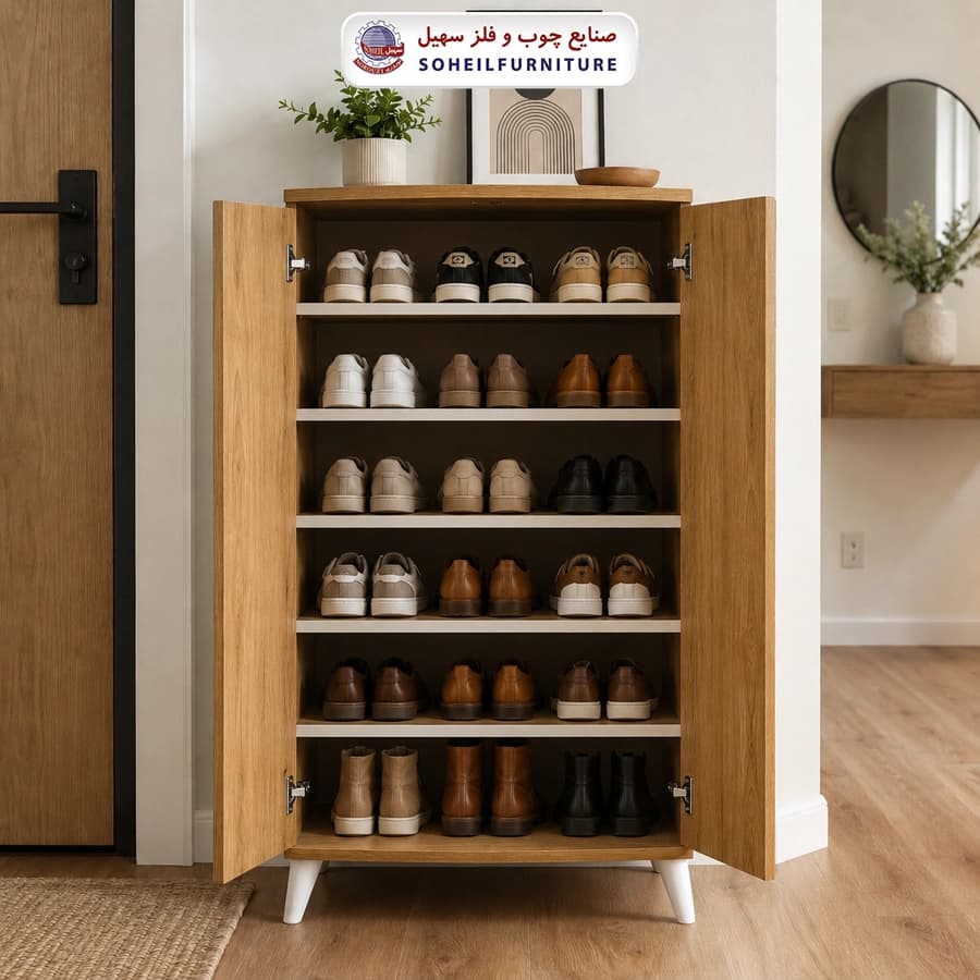 جاکفشی چوب و MDF مدل تک درب مدرن سهیل — تصویر ۲