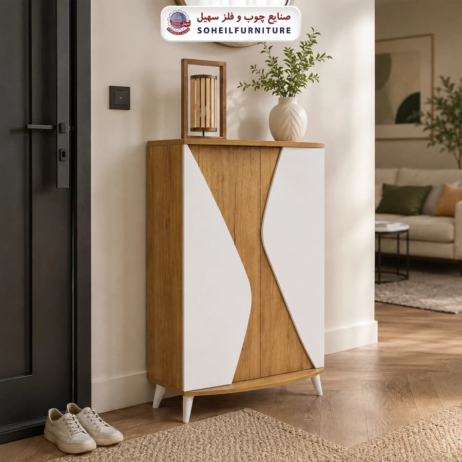 جاکفشی چوب و MDF مدل تک درب مدرن سهیل — تصویر ۳