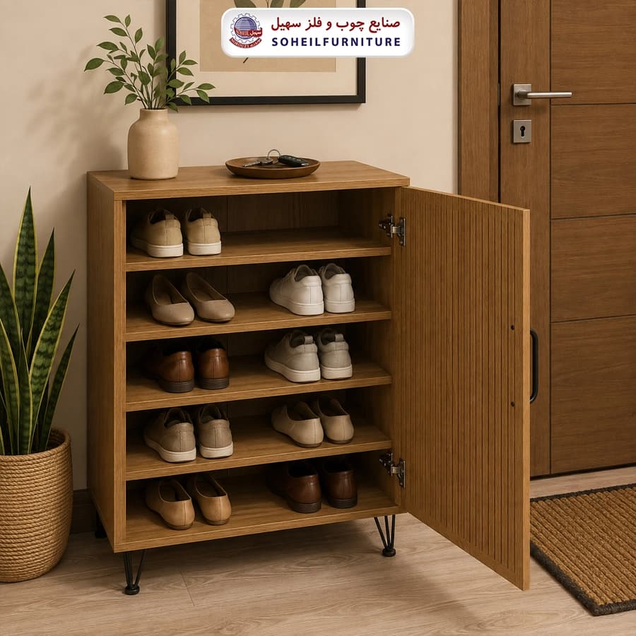جاکفشی چوب و MDF مدل تک درب سهیل — تصویر ۲