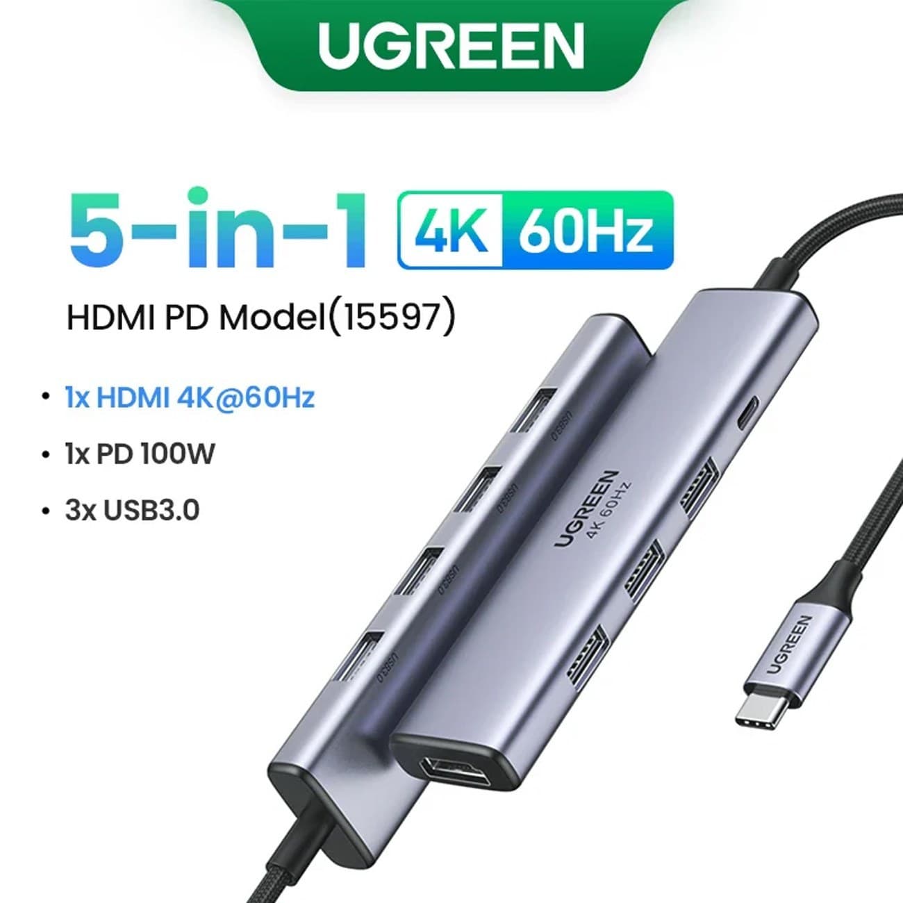 هاب 5 پورت UGREEN مدل CM511 — تصویر ۴