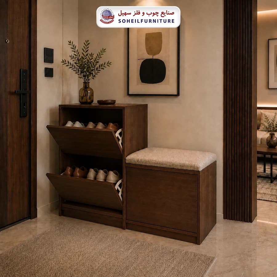 جاکفشی نشیمن دار داشبوردی کمددار مدل 124 سهیل (روکش ضدآب و ضدخش وکیوم) — تصویر ۳