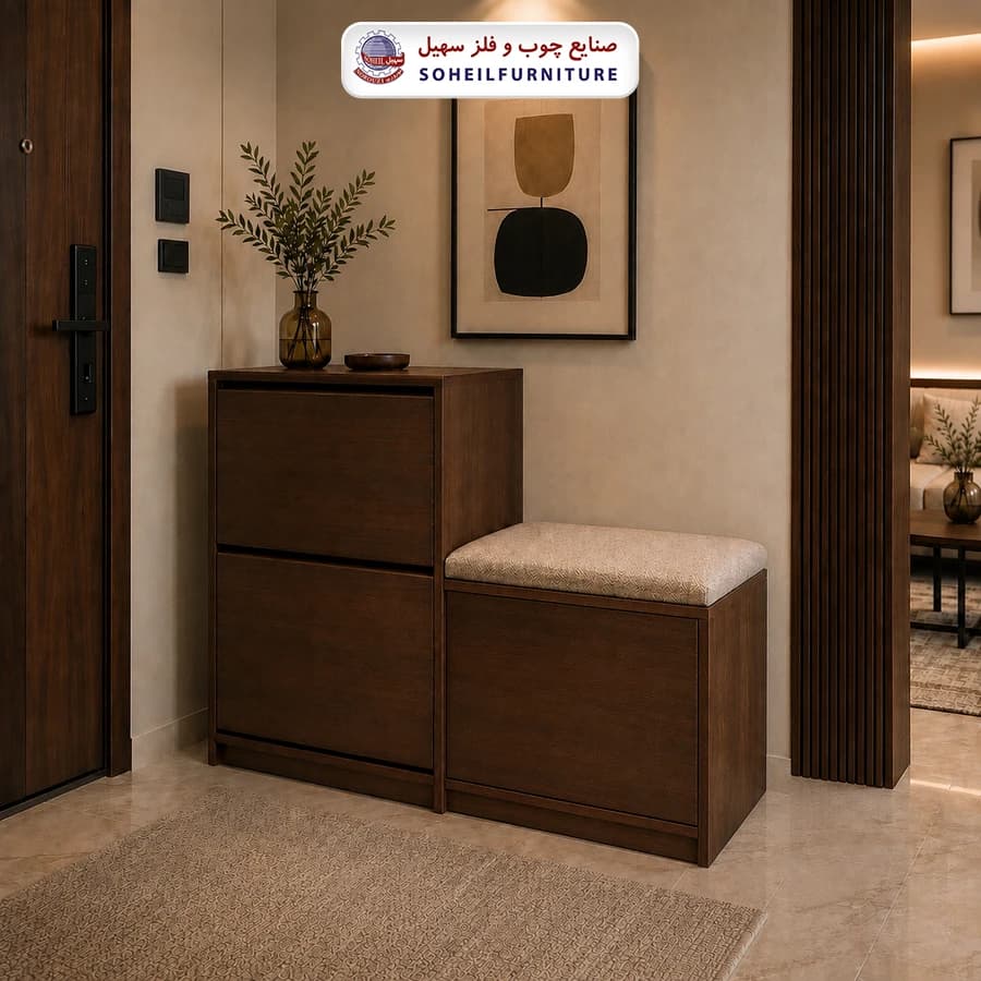 جاکفشی نشیمن دار داشبوردی کمددار مدل 124 سهیل (روکش ضدآب و ضدخش وکیوم)
