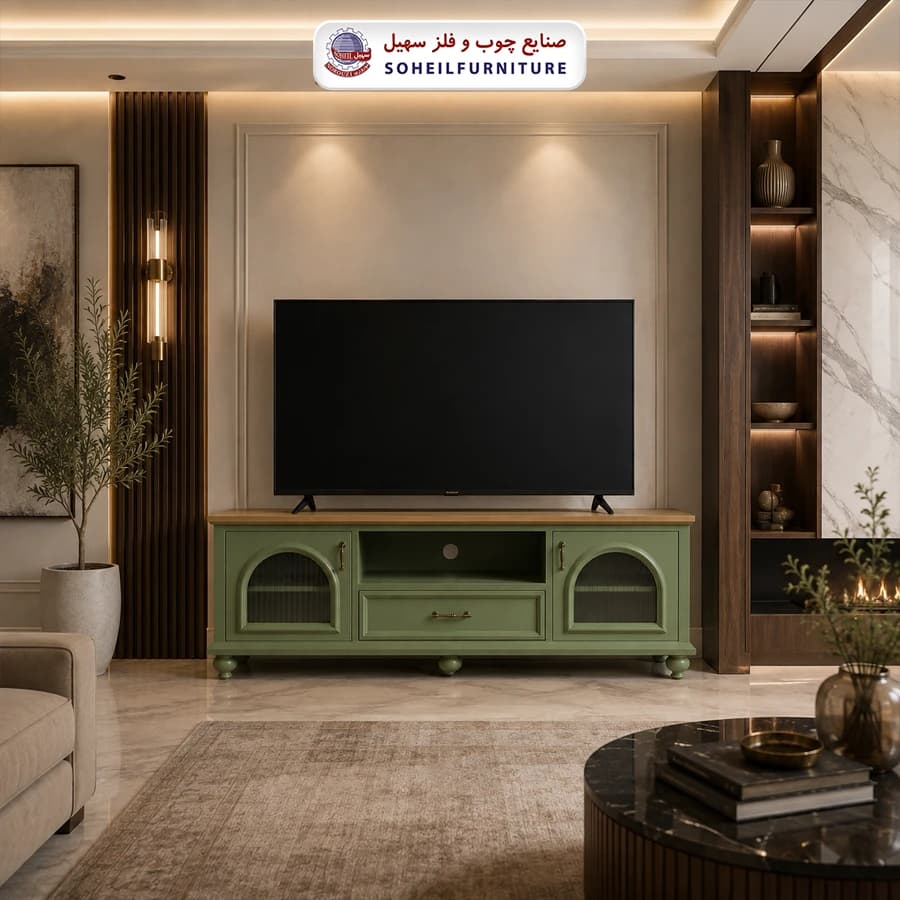 میز تلویزیون 154 سهیل (روکش طبیعی چوب بلوط) — تصویر ۲