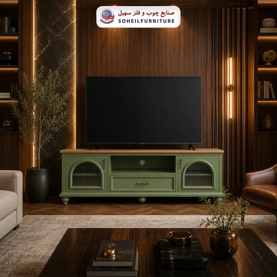 میز تلویزیون 154 سهیل (روکش طبیعی چوب بلوط)