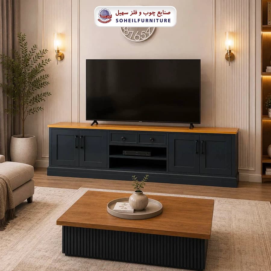 میز تلویزیون 157 سهیل روکش چوب طبیعی بلوط — تصویر ۲