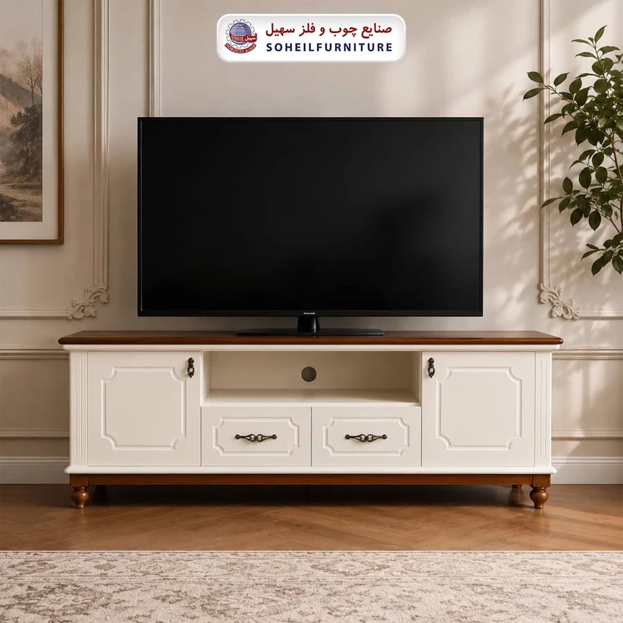 میز تلویزیون 158 سهیل روکش چوب طبیعی بلوط