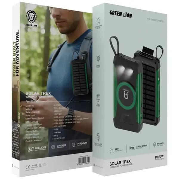 پاوربانک خورشیدی مگ سیف 10000 هزار گرین لاین مدل Green Lion Solar Trex — تصویر ۵