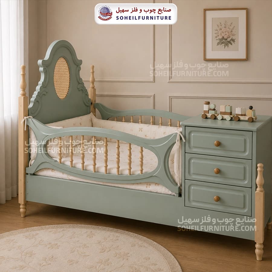 تخت دومنظوره نوزاد گلد (قابل تبدیل به نوجوان)