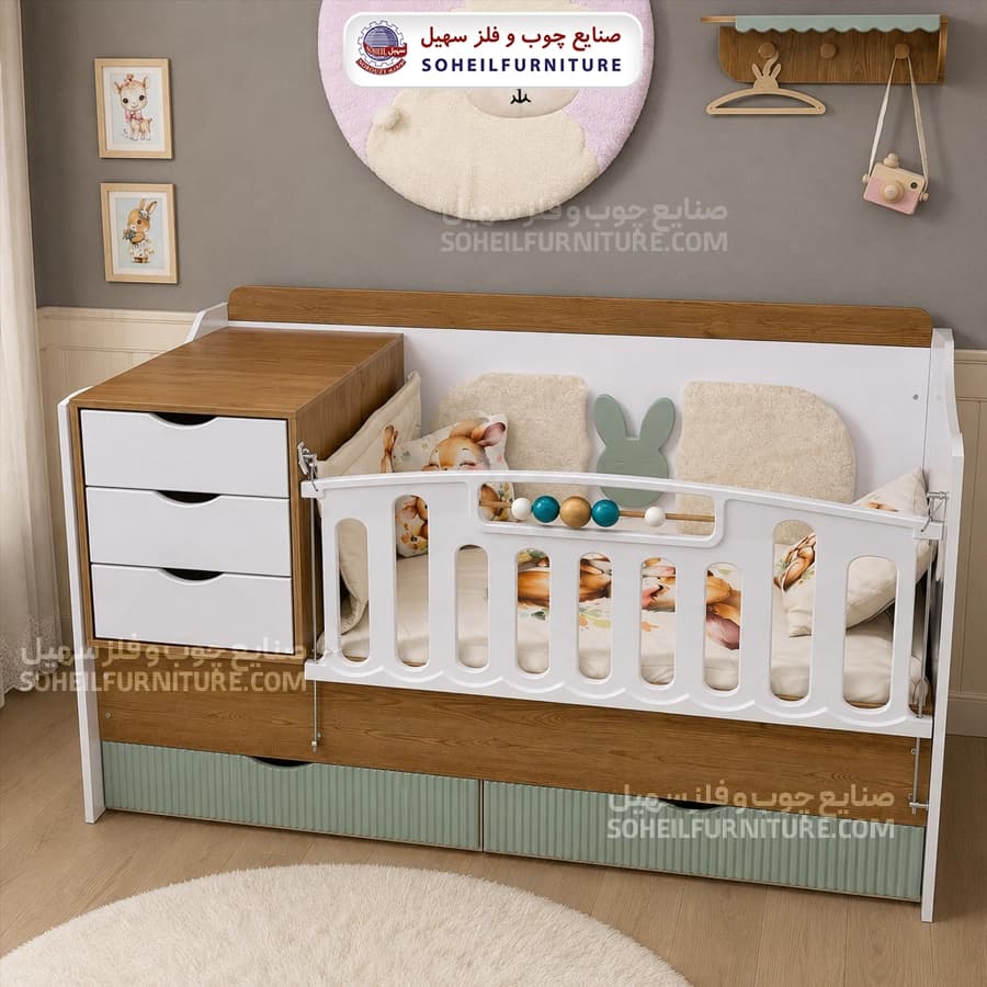 تخت دومنظوره نوزاد بانی (قابل تبدیل به نوجوان)