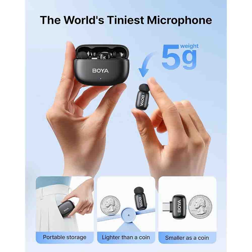 میکروفون یقه ای 2 تایی بی سیم BOYA Mini — تصویر ۳