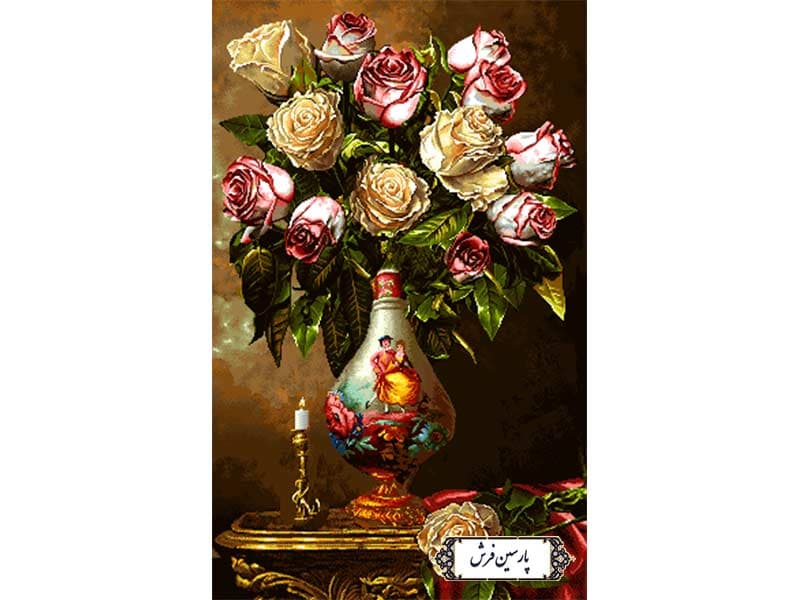 نخ و نقشه تابلو فرش طرح شمع و گلدان – کد NG1583
